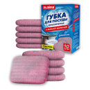 Губка для посуды металлическая с мыльной пропиткой LAIMA, 10 штук Губка для посуды металлическая с мыльной пропиткой LAIMA, 10 штук