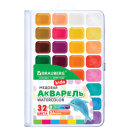 Краски акварельные BRAUBERG KIDS NEW, медовые, 32 цвета