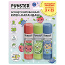 Клей-карандаш FUNSTER (ФАНСТЕР), 3 щтуки, клубника, лайм, черничный маффин Клей-карандаш FUNSTER (ФАНСТЕР), 3 щтуки, клубника, лайм, черничный маффин