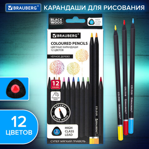 ��������� ������� ������ ������ BRAUBERG BLACK WOOD, 12 ������