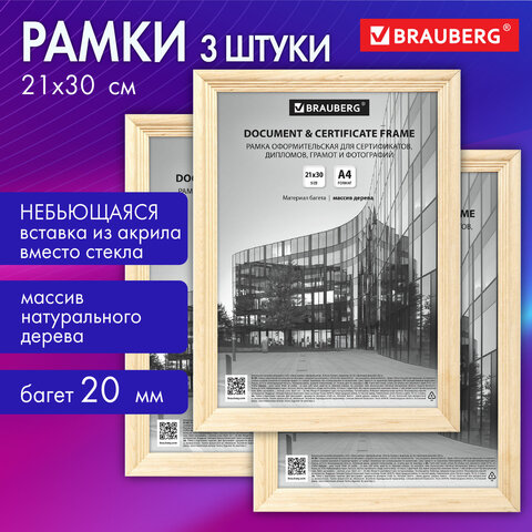 Комплект рамок BRAUBERG ″Business″, цвет натуральное дерево Комплект рамок BRAUBERG ″Business″, цвет натуральное дерево