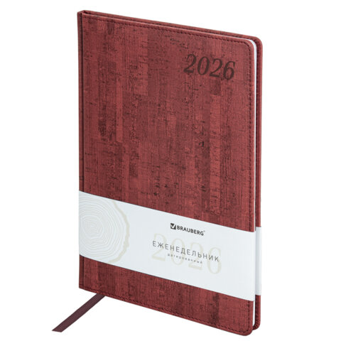 Еженедельник датированный 2026, А4 BRAUBERG ″Wood″ Еженедельник датированный 2026, А4 BRAUBERG ″Wood″