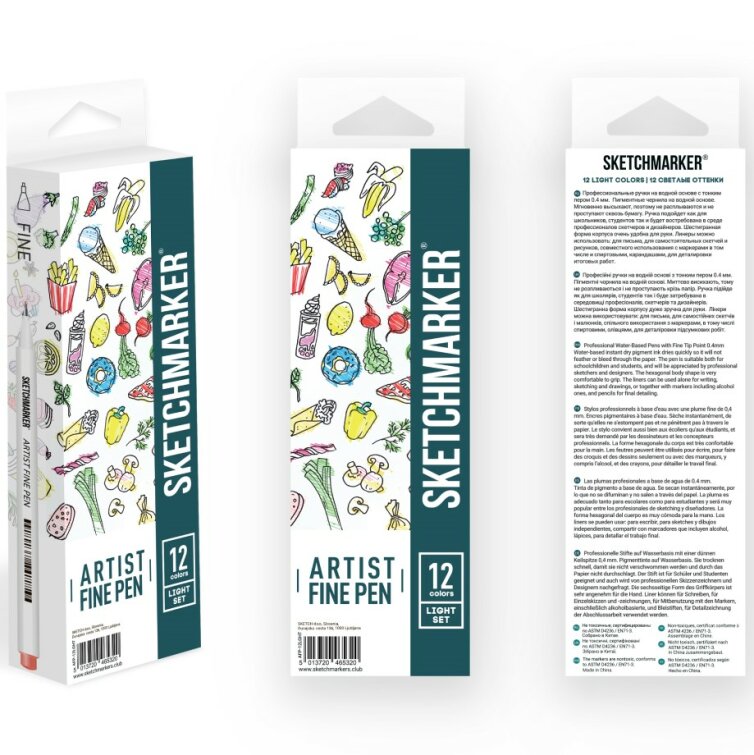 Набор линеров SKETCHMARKER Artist Fine Pen 12 Light Colors Set – Светлые оттенки Набор линеров SKETCHMARKER Artist Fine Pen 12 Light Colors Set – Светлые оттенки