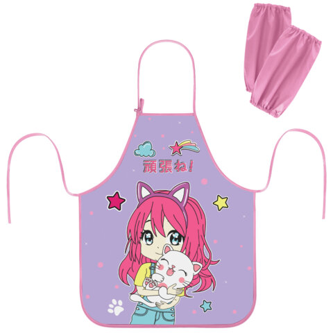 Накидка фартук с нарукавниками для труда ЮНЛАНДИЯ, ″Anime hugs″ Накидка фартук с нарукавниками для труда ЮНЛАНДИЯ, ″Anime hugs″