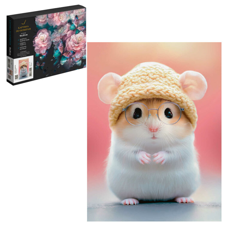 Набор для творчества Картина по номерам, Феникс+, ХОМЯК В ШАПОЧКЕ, 15х20 см, 16 цвета (-ов), с акриловыми красками и кистями, картонная коробка Набор для творчества Картина по номерам, Феникс+, ХОМЯК В ШАПОЧКЕ, 15х20 см, 16 цвета (-ов), с акриловыми красками и кистями, картонная коробка