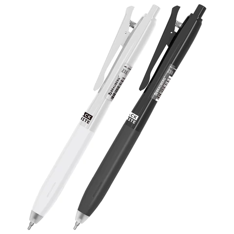 Ручка шариковая автоматическая с удлинённым грипом BRAUBERG ″BLACK & WHITE″