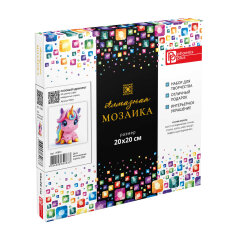 Алмазная мозаика (набор для творчества), РОЗОВЫЙ ЕДИНОРОГ, 20x20 см, форма страз: квадратная, 20 цветов страз, картонная коробка Алмазная мозаика (набор для творчества), РОЗОВЫЙ ЕДИНОРОГ, 20x20 см, форма страз: квадратная, 20 цветов страз, картонная коробка