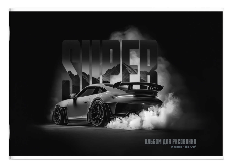 Альбом для рисования, формат А4, количество листов 12, мягкий переплёт (2 скобы), белый офсет, 100 г/м², сплошной глянцевый УФ-лак Альбом для рисования, формат А4, количество листов 12, мягкий переплёт (2 скобы), белый офсет, 100 г/м², сплошной глянцевый УФ-лак