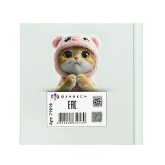 Блокноты ″Notebook″, 105х105 мм, 48 л, арт. 71919 КОТ В КАПЮШОНЕ / Блок - белый офсет 60 г/м², дизайнерский блок(клетка), твёрдый переплёт 7БЦ, тиснение фольгой, глянцевая ламинация
