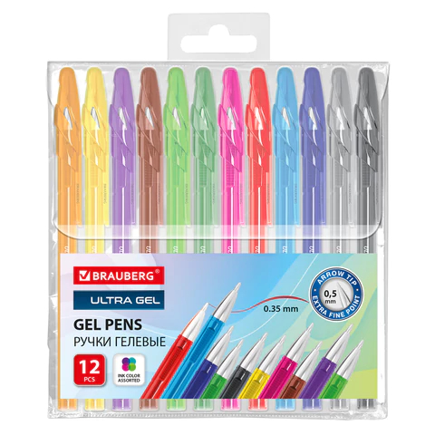 Ручки гелевые BRAUBERG ″ULTRA GEL″, набор 12 цветов Ручки гелевые BRAUBERG ″ULTRA GEL″, набор 12 цветов