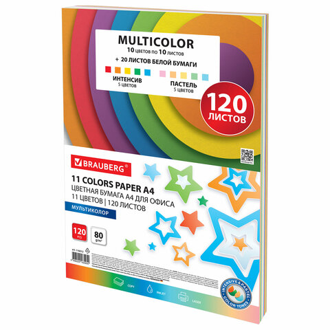 ������ ������� BRAUBERG ″MULTICOLOR″, 120 ������, 11 ������
