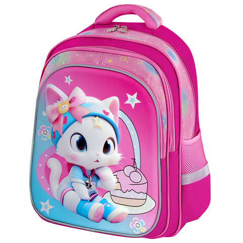 Рюкзак BRAUBERG KIDS FLOSSY, ″Sweet Kitten″, 3D-панель Рюкзак BRAUBERG KIDS FLOSSY, ″Sweet Kitten″, 3D-панель