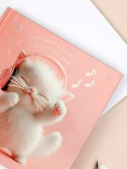 Блокноты ″Notebook″, 105х105 мм, 48 л, арт. 71920 КОТЕНОК-МЕЛОМАН / Блок - белый офсет 60 г/м², дизайнерский блок(клетка), твёрдый переплёт 7БЦ, тиснение фольгой, глянцевая ламинация