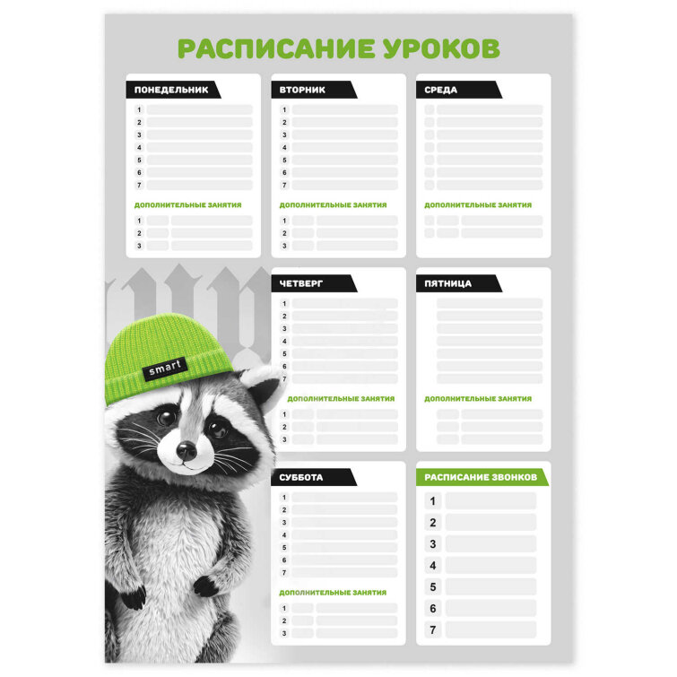 Расписание уроков А3, мелованный картон 235 г/м², полноцветная печать, выборочный УФ-лак Расписание уроков А3, мелованный картон 235 г/м², полноцветная печать, выборочный УФ-лак
