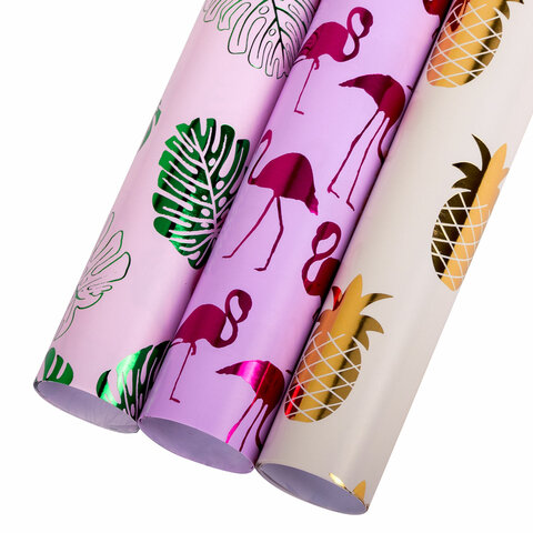 Бумага упаковочная подарочная ″Colorful Tropics″, ЗОЛОТАЯ СКАЗКА Бумага упаковочная подарочная ″Colorful Tropics″, ЗОЛОТАЯ СКАЗКА