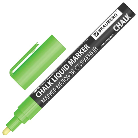 Маркер меловой BRAUBERG ″CHALK″, зелёный Маркер меловой BRAUBERG ″CHALK″, зелёный