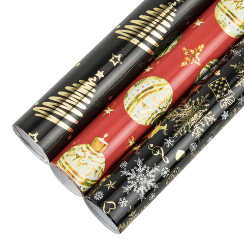 Бумага упаковочная новогодняя ″Black&Gold″, ЗОЛОТАЯ СКАЗКА Бумага упаковочная новогодняя ″Black&Gold″, ЗОЛОТАЯ СКАЗКА