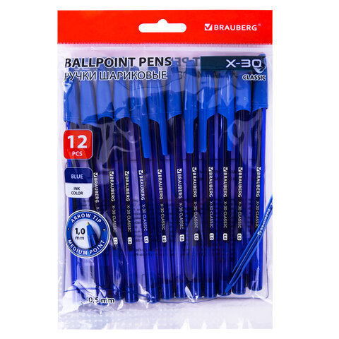 Ручки шариковые BRAUBERG X-30 CLASSIC, комплект 12 штук Ручки шариковые BRAUBERG X-30 CLASSIC, комплект 12 штук