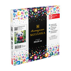 Алмазная мозаика (набор для творчества), МАЛЕНЬКАЯ ПАНДА, 20x20 см, форма страз: квадратная, 22 цветов страз, картонная коробка Алмазная мозаика (набор для творчества), МАЛЕНЬКАЯ ПАНДА, 20x20 см, форма страз: квадратная, 22 цветов страз, картонная коробка