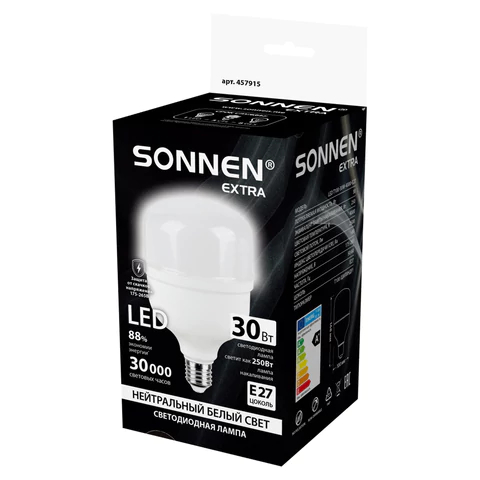 Лампа светодиодная SONNEN EXTRA, цилиндр, нейтральный белый Лампа светодиодная SONNEN EXTRA, цилиндр, нейтральный белый