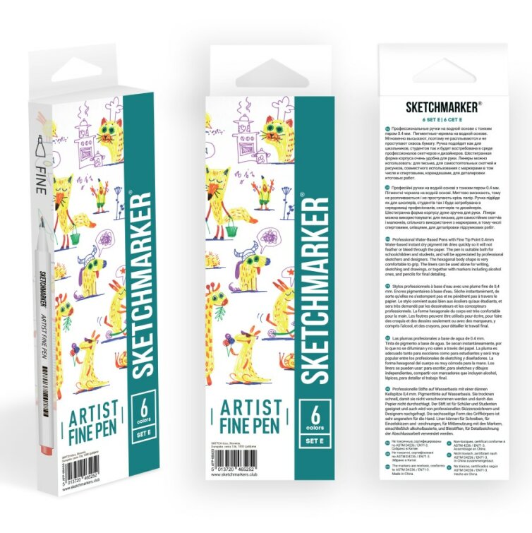 Набор линеров SKETCHMARKER Artist Fine Pen 6 Basic Set E Набор линеров SKETCHMARKER Artist Fine Pen 6 Basic Set E