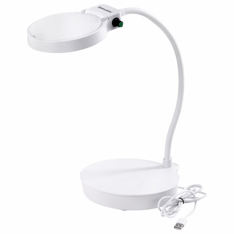 Лупа настольная с LED-подсветкой, BRAUBERG Лупа настольная с LED-подсветкой, BRAUBERG