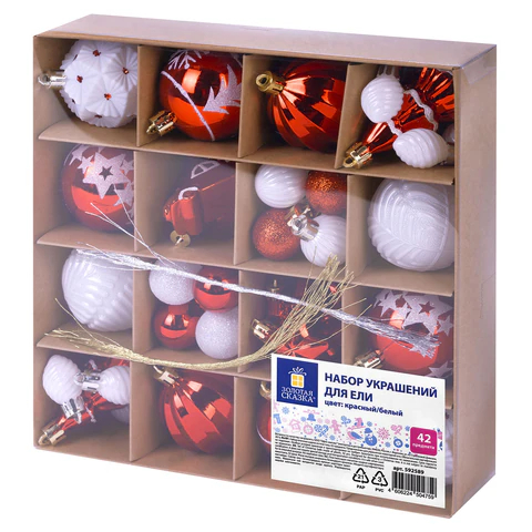 Шары елочные ″Red and White Shine″, ЗОЛОТАЯ СКАЗКА, 42 предмета Шары елочные ″Red and White Shine″, ЗОЛОТАЯ СКАЗКА, 42 предмета