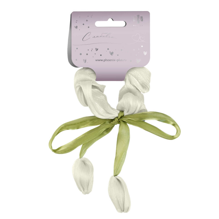 Резинка для волос Феникс+, 1 шт., б/р, молочный, зелёный, подложка из мелованного картона + ПЭТ-пакет с европодвесом Резинка для волос Феникс+, 1 шт., б/р, молочный, зелёный, подложка из мелованного картона + ПЭТ-пакет с европодвесом