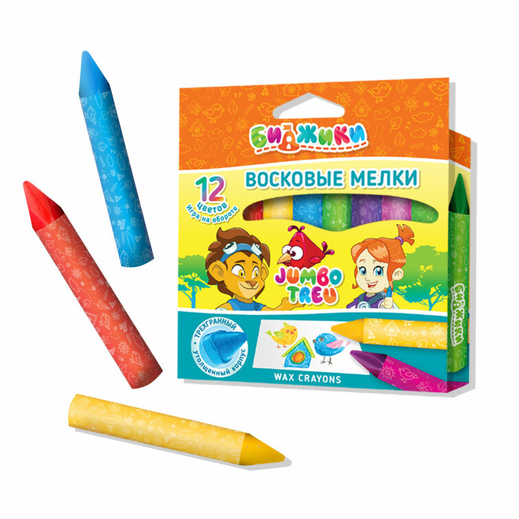 Трёхгранные мелки восковые серии БИДЖИКИ JUMBO TREU Трёхгранные мелки восковые серии БИДЖИКИ JUMBO TREU