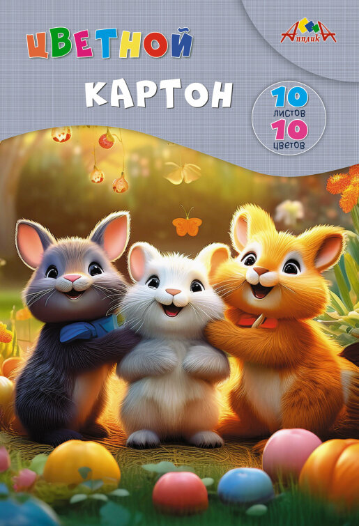 Цветной картон, А4, 10 листов, 10 цветов, в папке Цветной картон, А4, 10 листов, 10 цветов, в папке