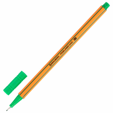 Ручка капиллярная BRAUBERG ″FINE 040″, зелёная Ручка капиллярная BRAUBERG ″FINE 040″, зелёная