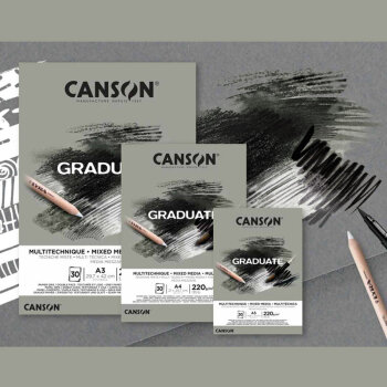 Эконом-линейка Canson Graduate Mixed Media Grey с двусторонней серой бумагой Эконом-линейка Canson Graduate Mixed Media Grey с двусторонней серой бумагой