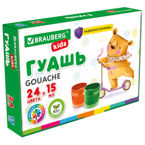 Гуашь BRAUBERG KIDS 24 цвета Гуашь BRAUBERG KIDS 24 цвета