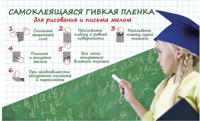 Самоклеящаяся гибкая плёнка для рисования и письма мелом от Феникс+ Самоклеящаяся гибкая плёнка для рисования и письма мелом от Феникс+