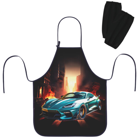 Накидка фартук с нарукавниками для труда ЮНЛАНДИЯ ″Fire car″ Накидка фартук с нарукавниками для труда ЮНЛАНДИЯ ″Fire car″
