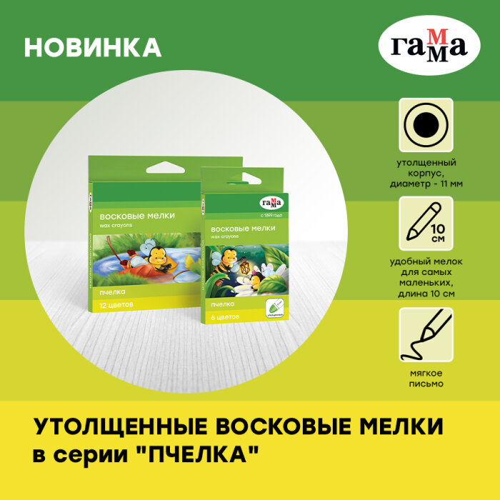 Новинки для детского творчества от ГАММА – цветные восковые мелки серии «Пчёлка»! Новинки для детского творчества от ГАММА – цветные восковые мелки серии «Пчёлка»!