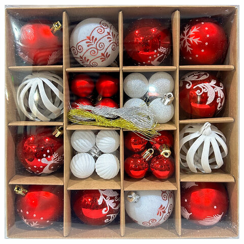 Шары ёлочные ″Red&White″, ЗОЛОТАЯ СКАЗКА, набор 44 штуки Шары ёлочные ″Red&White″, ЗОЛОТАЯ СКАЗКА, набор 44 штуки