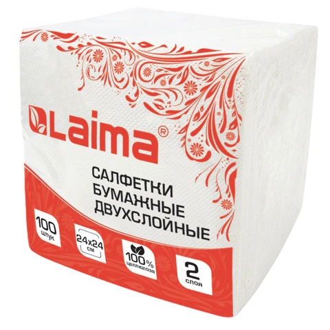 Салфетки бумажные LAIMA, 100 штук