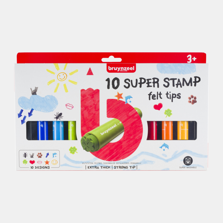 Новинка! Набор фломастеров Bruynzeel Kids Super Stamp 10 цветов-штампов Новинка! Набор фломастеров Bruynzeel Kids Super Stamp 10 цветов-штампов