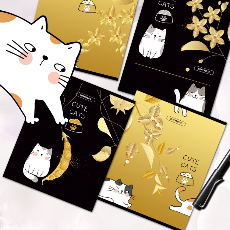 Впервые! Голографическая глянцевая ламинация. Тетради BG ″Cute cats″ Впервые! Голографическая глянцевая ламинация. Тетради BG ″Cute cats″