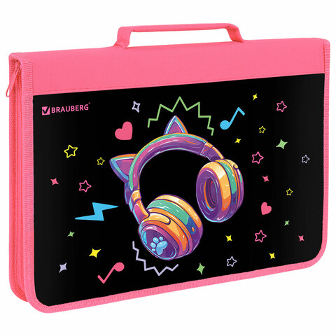 Папка на молнии BRAUBERG А4, ″Headphones″ Папка на молнии BRAUBERG А4, ″Headphones″
