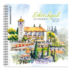 Скетчпад 20 л, гребень, белая акварельная бумага от Феникс+ Скетчпад 20 л, гребень, белая акварельная бумага от Феникс+