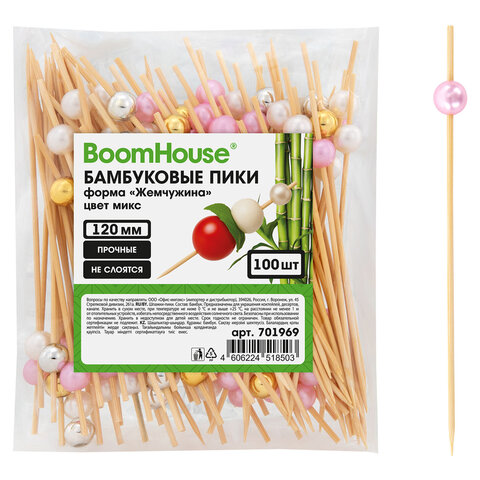 Шпажки-пики для канапе ″Жемчужина″, BOOMHOUSE, 100 штук Шпажки-пики для канапе ″Жемчужина″, BOOMHOUSE, 100 штук