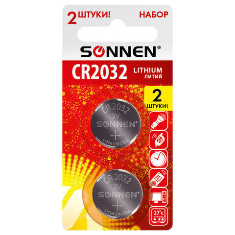 ��������� �������� SONNEN Lithium CR2032, �������� 2 �����