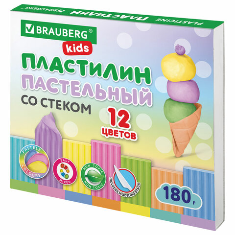 Пластилин классический пастельные цвета BRAUBERG KIDS Пластилин классический пастельные цвета BRAUBERG KIDS