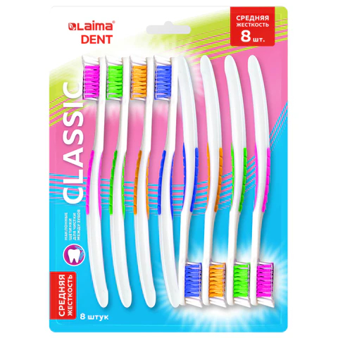 Зубная щетка LAIMA DENT ″CLASSIC″, 8 штук Зубная щетка LAIMA DENT ″CLASSIC″, 8 штук