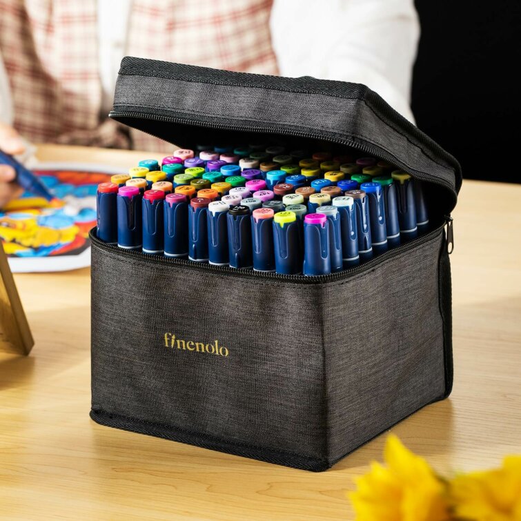 Набор спиртовых маркеров Finenolo из 80 цветов в сумке-пенале