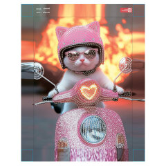 Алмазная мозаика с частичной выкладкой (набор для творчества), КОТ НА МОТОЦИКЛЕ, 30*40 см, форма страз: круглая, 11 цветов страз, картонная коробка Алмазная мозаика с частичной выкладкой (набор для творчества), КОТ НА МОТОЦИКЛЕ, 30*40 см, форма страз: круглая, 11 цветов страз, картонная коробка