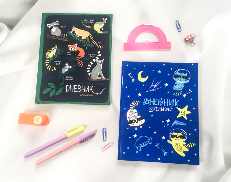 NEW! Дневники для начальной школы с милыми енотиками NEW! Дневники для начальной школы с милыми енотиками