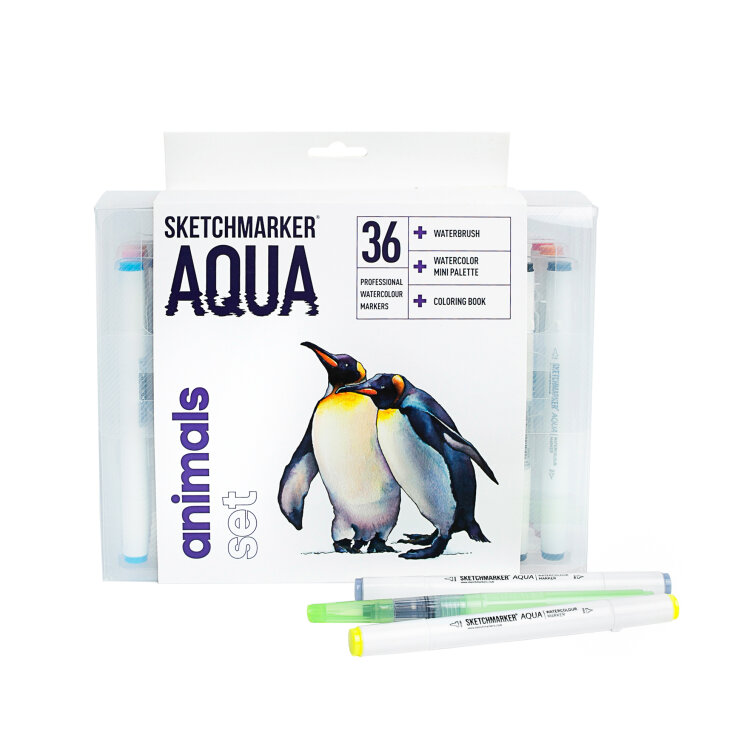 Набор акварельных маркеров SKETCHMARKER Aqua 36 Animals Set − «Животные» Набор акварельных маркеров SKETCHMARKER Aqua 36 Animals Set − «Животные»